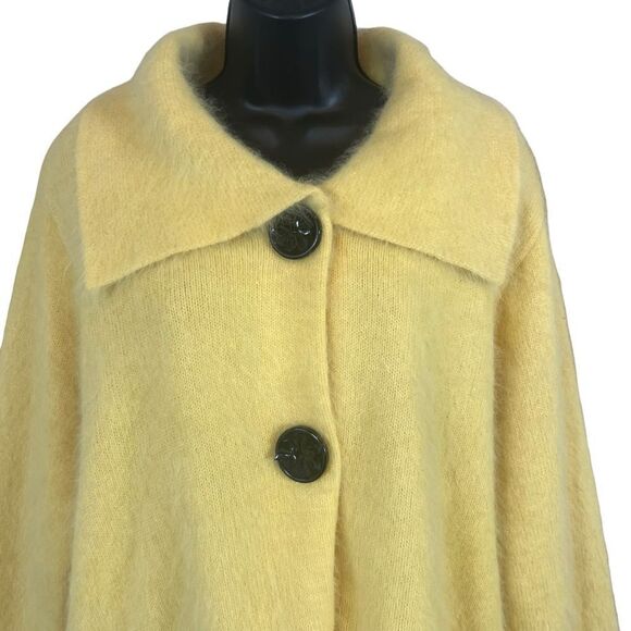 Venesha, High Quality Angora Yellow Cardigan Sweater - Picture 2 of 16
